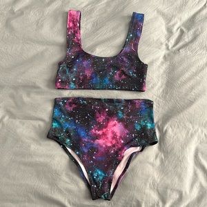 Space print festival outfit, edc, bikini